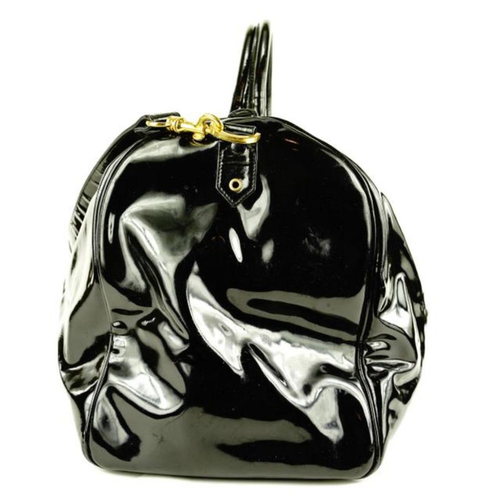 Chanel Large Black Patent CC Logo Duffle Bag with Strap 1C103a - Picture 5 of 12